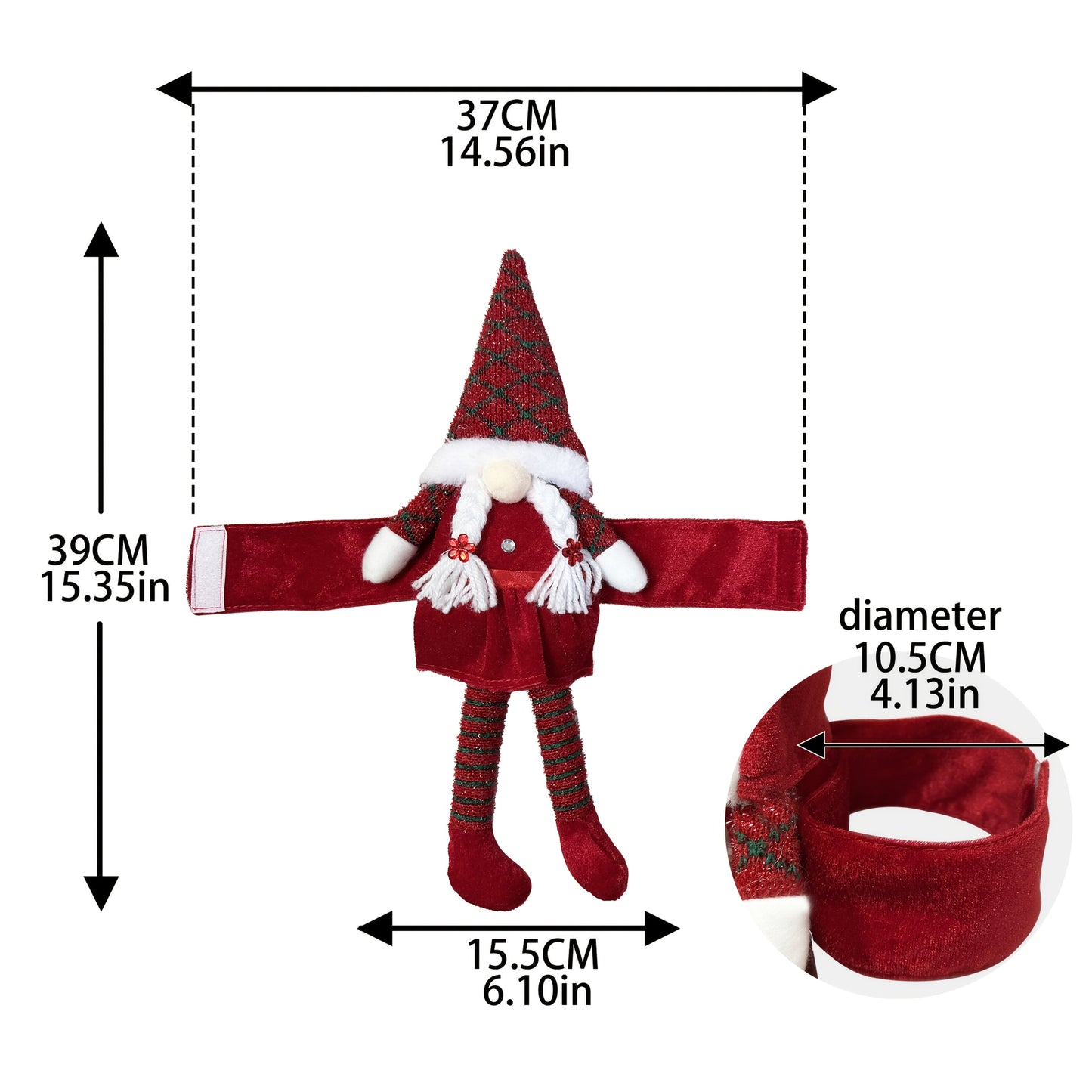 1pc Christmas Curtain Decoration, Tie-Back Curtain Hook, Festive Ornament for Windows, Doors & Trees – Classic Faceless Gnome Design, Holiday Home Décor Accessory