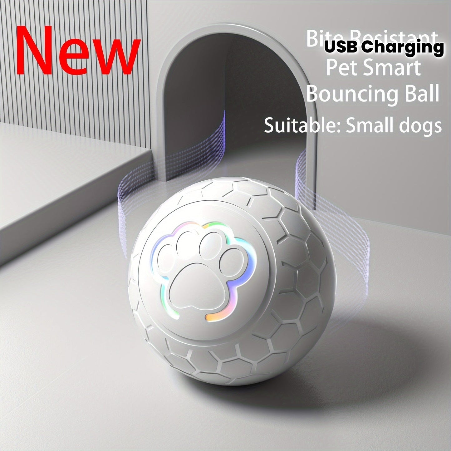 [Interactive Smart Dog Ball] Interactive Smart Dog Ball - 1-Pack 56mm/2.22in Auto Jump & Play Fetch Toy | Type-C Rechargeable, Long-Lasting Battery, Pixelated Design for Puppy Training & Playtime, USB Rechargeable, Userfriend