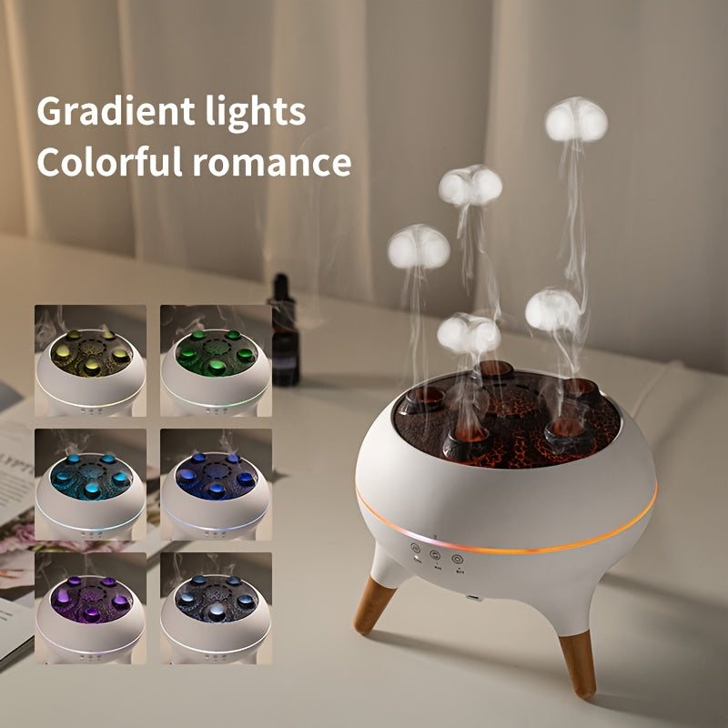 1pc Jellyfish Diffuser, (8.45oz), with Remote Control, 7-Color LED Lights, Easy to Clean & Top Fill, Soundwave technology Technology Operation, Cool Mist Humidifier for Travel, Office, Bedroom and Kids' Room, Travel Humidifie