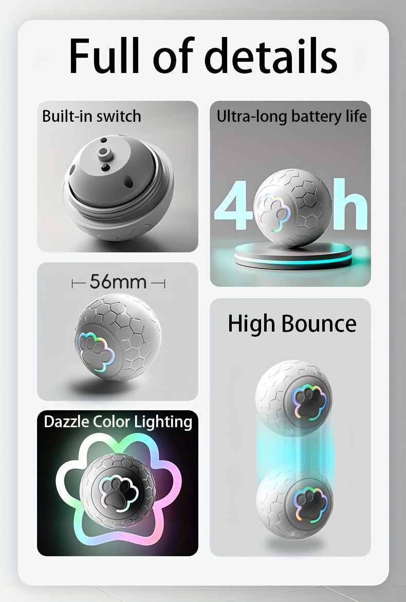 [Interactive Smart Dog Ball] Interactive Smart Dog Ball - 1-Pack 56mm/2.22in Auto Jump & Play Fetch Toy | Type-C Rechargeable, Long-Lasting Battery, Pixelated Design for Puppy Training & Playtime, USB Rechargeable, Userfriend