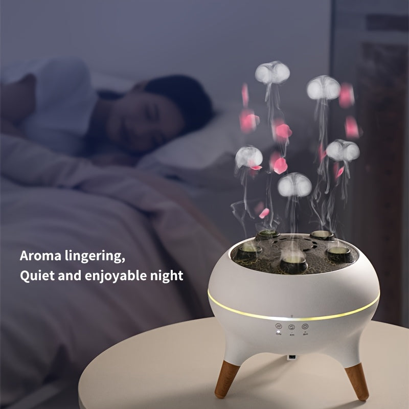 1pc Jellyfish Diffuser, (8.45oz), with Remote Control, 7-Color LED Lights, Easy to Clean & Top Fill, Soundwave technology Technology Operation, Cool Mist Humidifier for Travel, Office, Bedroom and Kids' Room, Travel Humidifie