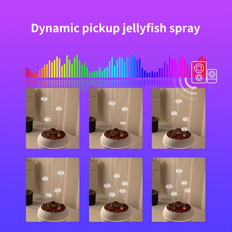 1pc Jellyfish Diffuser, (8.45oz), with Remote Control, 7-Color LED Lights, Easy to Clean & Top Fill, Soundwave technology Technology Operation, Cool Mist Humidifier for Travel, Office, Bedroom and Kids' Room, Travel Humidifie